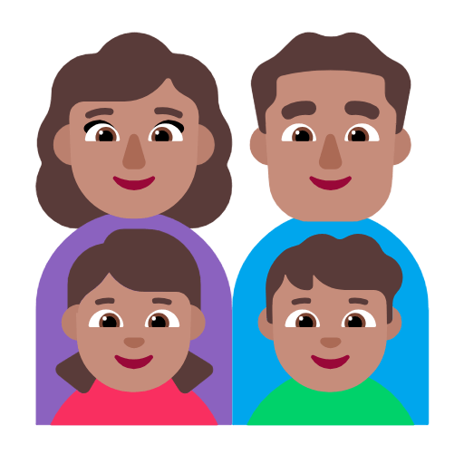 Emoji 👩🏽‍👨🏽‍👧🏽‍👦🏽 Famiglia - Donna, Uomo, Bambina, Bambino: Carnagione Olivastra su Microsoft Windows 11 23H2.