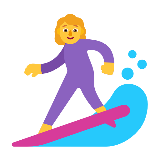 Emoji 🏄‍♀️ Surfista Donna su Microsoft Windows 11 23H2.