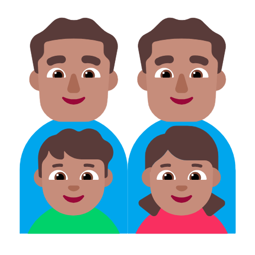 👨🏽‍👨🏽‍👦🏽‍👧🏽 Emoji Família - Homem, Homem, Menino, Menina: Pele Morena na Microsoft Windows 11 23H2.