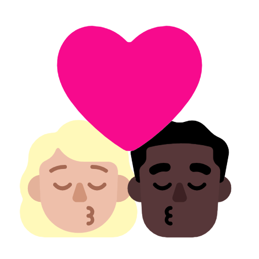 👩🏼‍❤️‍💋‍👨🏿 Emoji sich küssendes Paar - Frau: mittelhelle Hautfarbe, Mann: dunkle Hautfarbe Microsoft Windows 11 23H2.