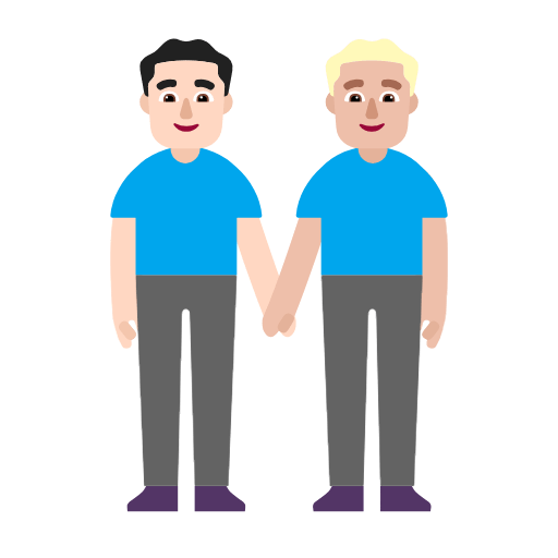 Emoji 👨🏻‍🤝‍👨🏼 Due Uomini Che Si Tengono Per Mano: Carnagione Chiara E Carnagione Abbastanza Chiara su Microsoft Windows 11 23H2.