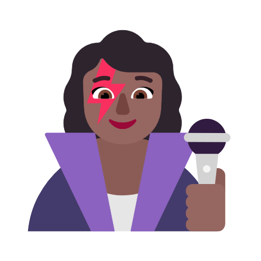 👩🏾‍🎤 Emoji Cantante Mujer: Tono De Piel Oscuro Medio en Microsoft Windows 11 23H2.