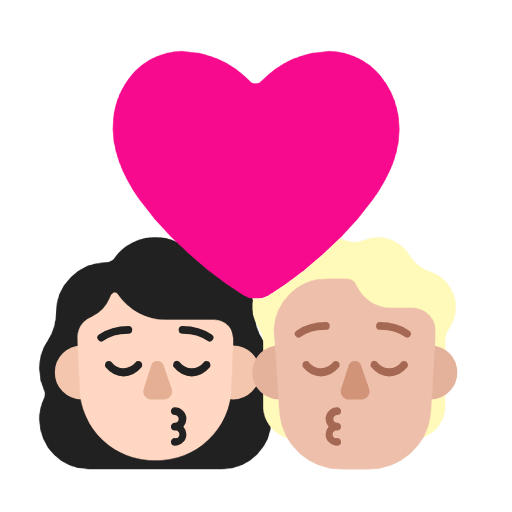 Emoji 👩🏻‍❤️‍💋‍🧑🏼 Bacio Tra Coppia: Donna, persona, Carnagione Chiara, Carnagione Abbastanza Chiara su Microsoft Windows 11 23H2.