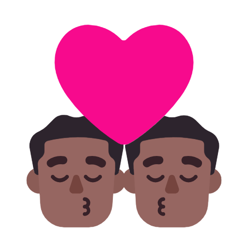 👨🏾‍❤️‍💋‍👨🏾 Emoji sich küssendes Paar - Mann: mitteldunkle Hautfarbe, Mann: mitteldunkle Hautfarbe Microsoft Windows 11 23H2.