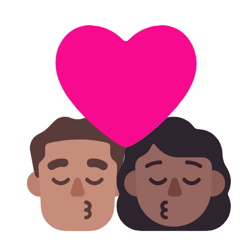 👨🏽‍❤️‍💋‍👩🏾 Emoji sich küssendes Paar - Mann: mittlere Hautfarbe, Frau: mitteldunkle Hautfarbe Microsoft Windows 11 23H2.