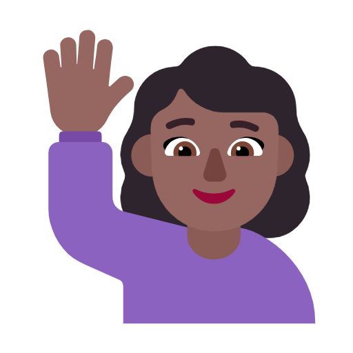 🙋🏾‍♀️ Emoji Mulher Levantando A Mão: Pele Morena Escura na Microsoft Windows 11 23H2.