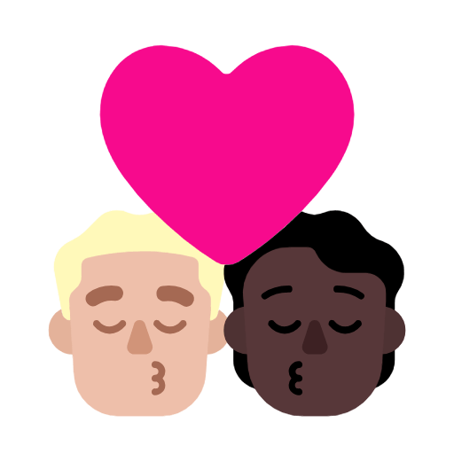 👨🏼‍❤️‍💋‍🧑🏿 Emoji sich küssendes Paar: Mannn, Person, mittelhelle Hautfarbe, dunkle Hautfarbe Microsoft Windows 11 23H2.