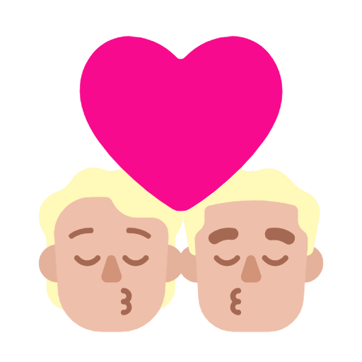 Emoji 🧑🏼‍❤️‍💋‍👨🏼 Bacio Tra Coppia: persona, uomo, Carnagione Abbastanza Chiara su Microsoft Windows 11 23H2.
