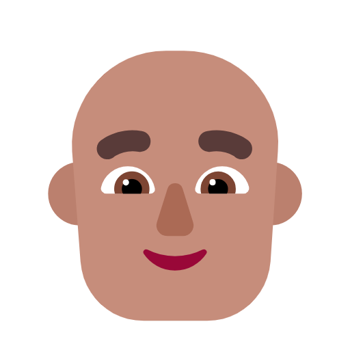 Emoji 👨🏽‍🦲 Uomo: Carnagione Olivastra E Calvo su Microsoft Windows 11 23H2.