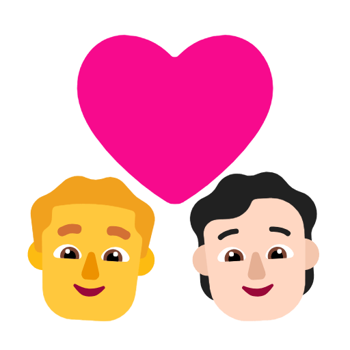 Emoji 👨‍❤️‍🧑🏻 Coppia Con Cuore: uomo, persona, Nessun tono della pelle, Carnagione Chiara su Microsoft Windows 11 23H2.