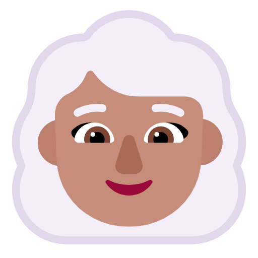 👩🏽‍🦳 Emoji Mulher: Pele Morena E Cabelo Branco na Microsoft Windows 11 23H2.