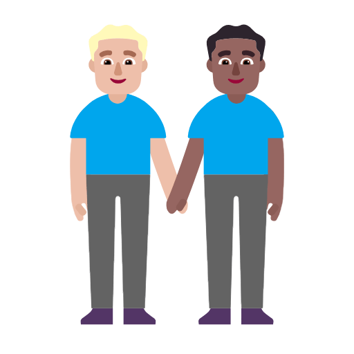 👨🏼‍🤝‍👨🏾 Emoji händchenhaltende Männer: mittelhelle Hautfarbe, mitteldunkle Hautfarbe Microsoft Windows 11 23H2.