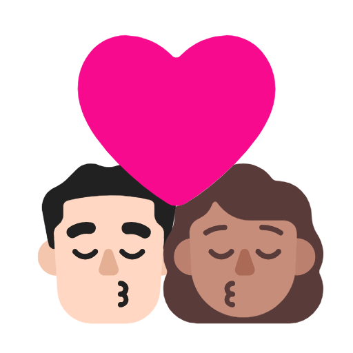 Emoji 👨🏻‍❤️‍💋‍👩🏽 Bacio Tra Coppia - Uomo: Carnagione Chiara, Donna: Carnagione Olivastra su Microsoft Windows 11 23H2.