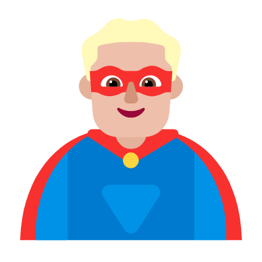 🦸🏼‍♂️ Emoji Homem Super-herói: Pele Morena Clara na Microsoft Windows 11 23H2.