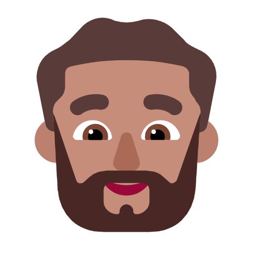 🧔🏽‍♂️ Emoji Hombre Con Barba Tono De Piel Medio en Microsoft Windows 11 23H2.