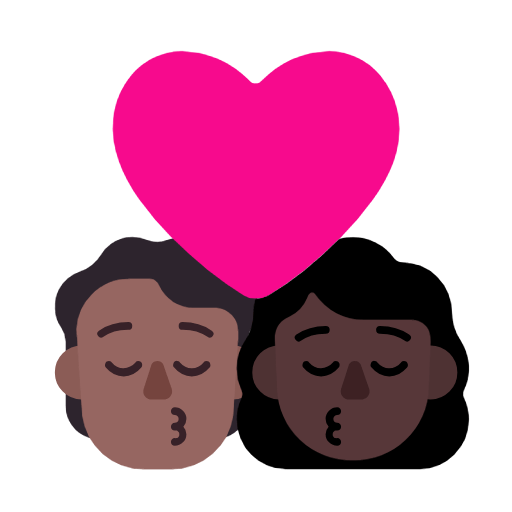 Emoji 🧑🏾‍❤️‍💋‍👩🏿 Bacio Tra Coppia: persona, Donna, Carnagione Abbastanza Scura, Carnagione Scura su Microsoft Windows 11 23H2.