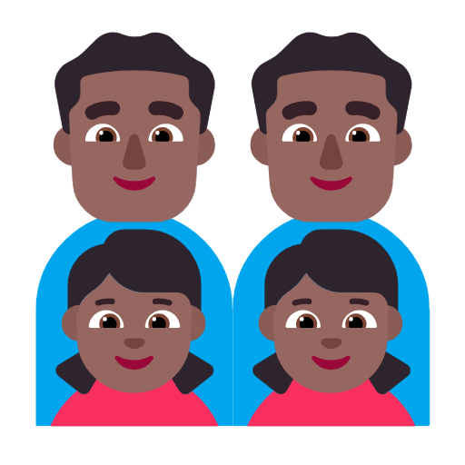 👨🏾‍👨🏾‍👧🏾‍👧🏾 Emoji Familie - Mann, Mann, Mädchen, Mädchen: mitteldunkle Hautfarbe Microsoft Windows 11 23H2.