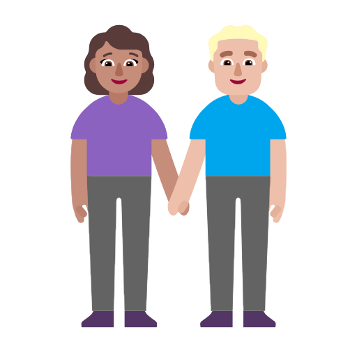 👩🏽‍🤝‍👨🏼 Emoji Mann und Frau halten Hände: mittlere Hautfarbe, mittelhelle Hautfarbe Microsoft Windows 11 23H2.