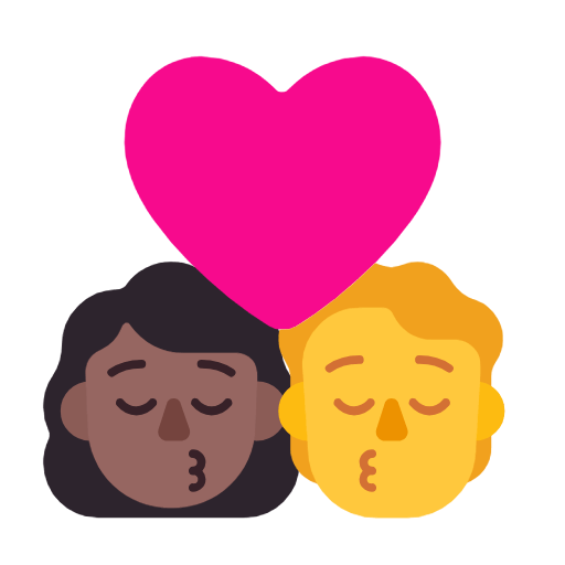 Emoji 👩🏾‍❤️‍💋‍🧑 Bacio Tra Coppia: Donna, persona, Carnagione Abbastanza Scura, Nessun tono della pelle su Microsoft Windows 11 23H2.