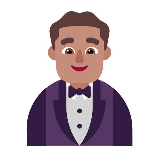 🤵🏽‍♂️ Emoji Mann im Tuxedo: mittlere Hautfarbe Microsoft Windows 11 23H2.