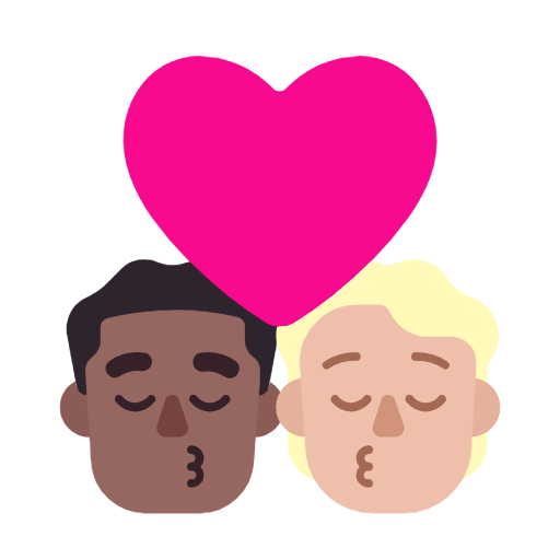 👨🏾‍❤️‍💋‍🧑🏼 Emoji sich küssendes Paar: Mannn, Person, mitteldunkle Hautfarbe, mittelhelle Hautfarbe Microsoft Windows 11 23H2.