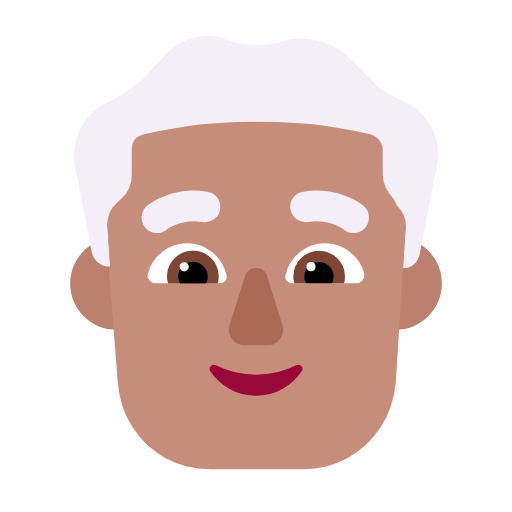 Emoji 👨🏽‍🦳 Uomo: Carnagione Olivastra E Capelli Bianchi su Microsoft Windows 11 23H2.