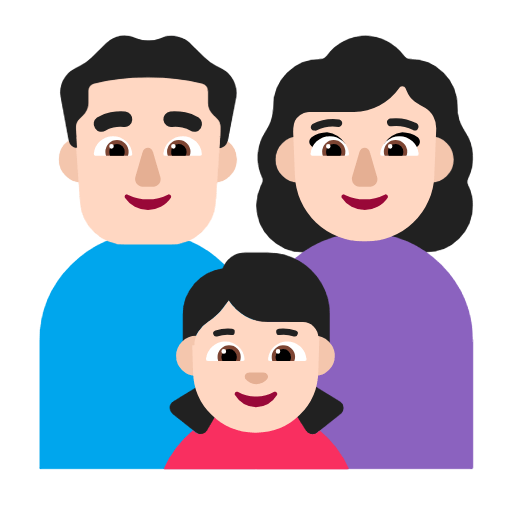 👨🏻‍👩🏻‍👧🏻 Emoji Família - Homem, Mulher, Menina: Pele Clara na Microsoft Windows 11 23H2.