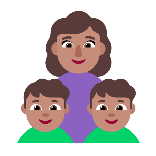 Emoji 👩🏽‍👦🏽‍👦🏽 Famiglia - Donna, Bambino, Bambino: Carnagione Olivastra su Microsoft Windows 11 23H2.