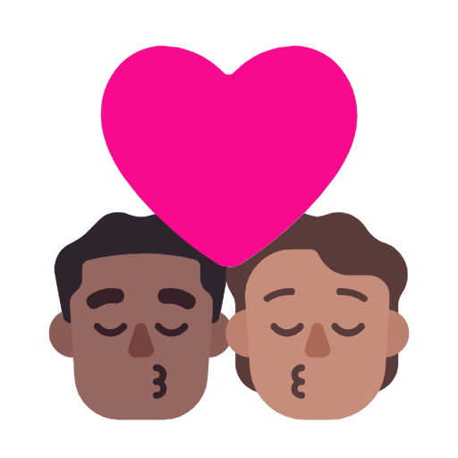 Emoji 👨🏾‍❤️‍💋‍🧑🏽 Bacio Tra Coppia: uomo, persona, Carnagione Abbastanza Scura, Carnagione Olivastra su Microsoft Windows 11 23H2.