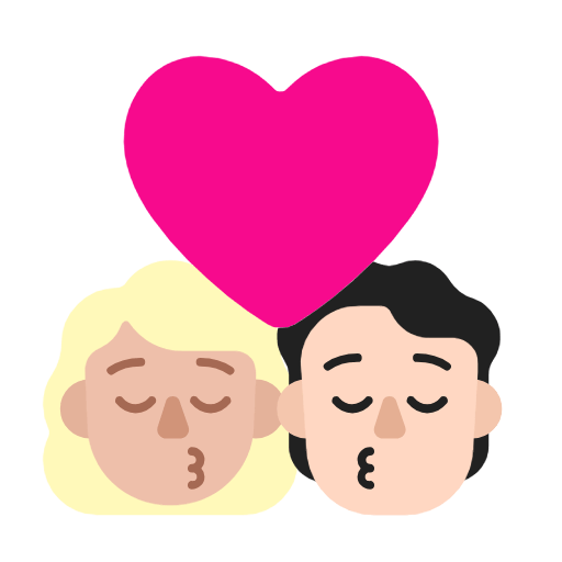 Emoji 👩🏼‍❤️‍💋‍🧑🏻 Bacio Tra Coppia: Donna, persona, Carnagione Abbastanza Chiara, Carnagione Chiara su Microsoft Windows 11 23H2.