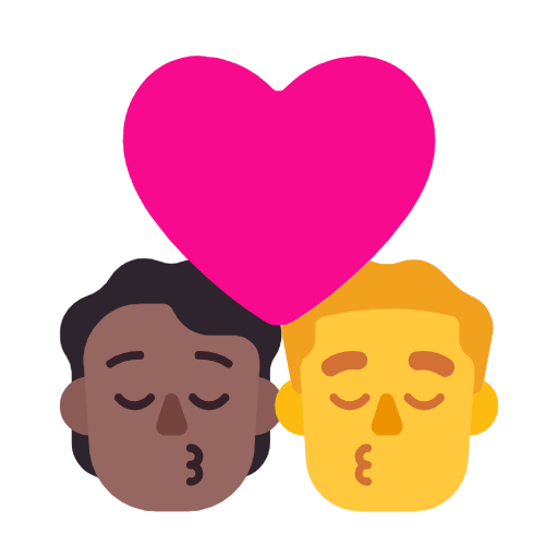 Emoji 🧑🏾‍❤️‍💋‍👨 Bacio Tra Coppia: persona, uomo, Carnagione Abbastanza Scura, Nessun tono della pelle su Microsoft Windows 11 23H2.