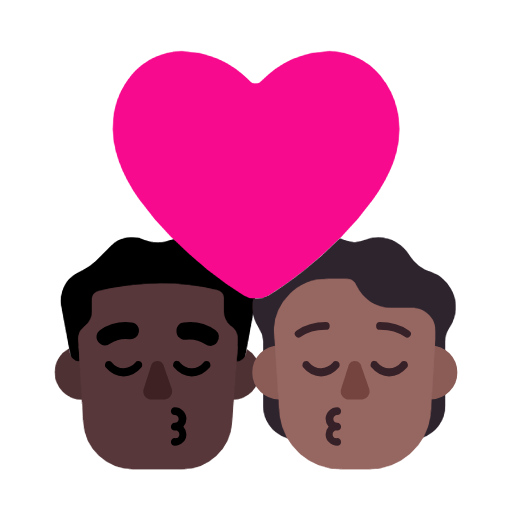 👨🏿‍❤️‍💋‍🧑🏾 Emoji sich küssendes Paar: Mannn, Person, dunkle Hautfarbe, mitteldunkle Hautfarbe Microsoft Windows 11 23H2.