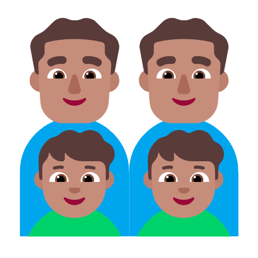 Emoji 👨🏽‍👨🏽‍👦🏽‍👦🏽 Famiglia - Uomo, Uomo, Bambino, Bambino: Carnagione Olivastra su Microsoft Windows 11 23H2.