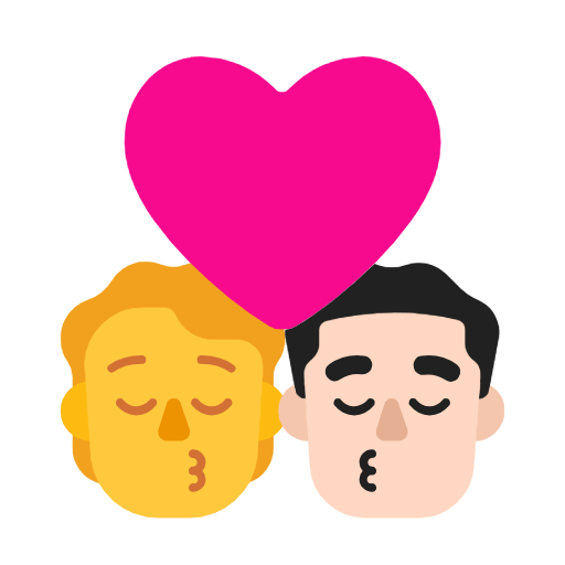 Emoji 🧑‍❤️‍💋‍👨🏻 Bacio Tra Coppia: persona, uomo, Nessun tono della pelle, Carnagione Chiara su Microsoft Windows 11 23H2.