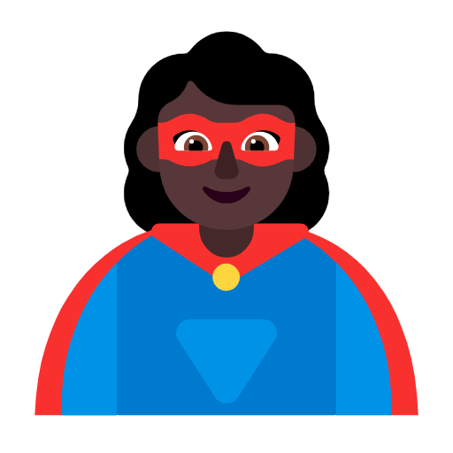 🦸🏿‍♀️ Emoji Superheroína: Tono De Piel Oscuro en Microsoft Windows 11 23H2.