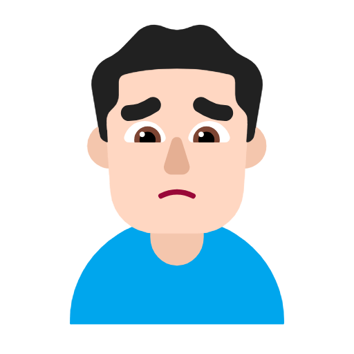 Emoji 🙍🏻‍♂️ Uomo Corrucciato: Carnagione Chiara su Microsoft Windows 11 23H2.