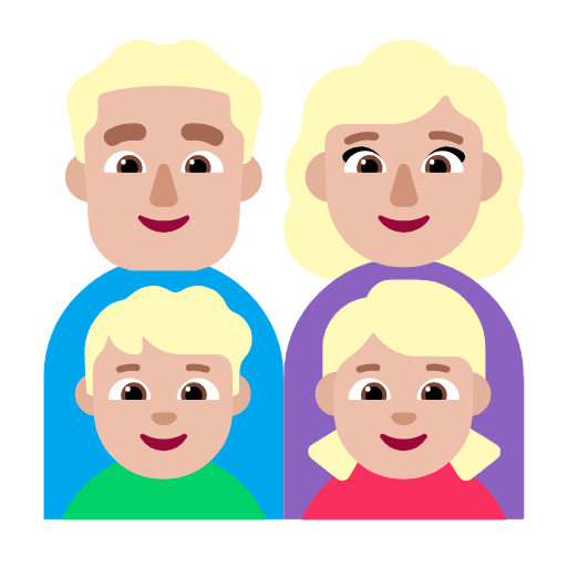 👨🏼‍👩🏼‍👦🏼‍👧🏼 Emoji Familia - Hombre, Mujer, Niño, Niña: Tono De Piel Claro Medio en Microsoft Windows 11 23H2.