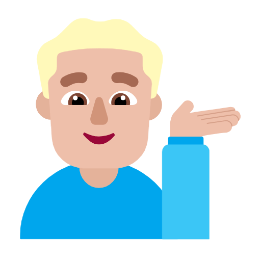Emoji 💁🏼‍♂️ Uomo Con Suggerimento: Carnagione Abbastanza Chiara su Microsoft Windows 11 23H2.
