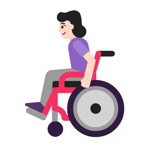 Frau in manuellem Rollstuhl: helle Hautfarbe Microsoft Windows 11 23H2.
