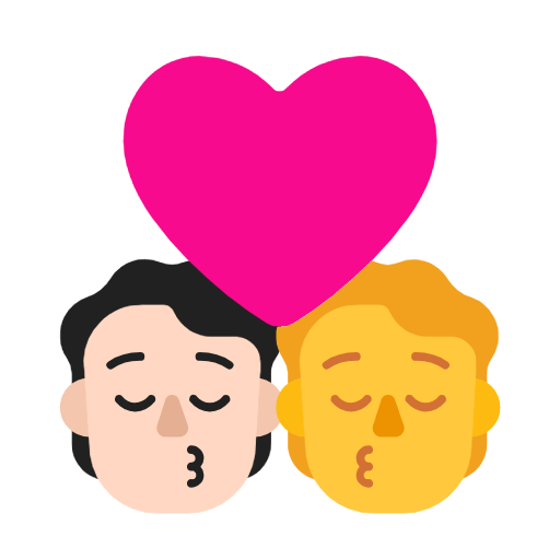 Emoji 🧑🏻‍❤️‍💋‍🧑 Bacio Tra Coppia: persona, persona, Carnagione Chiara, Nessun tono della pelle su Microsoft Windows 11 23H2.