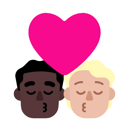 Emoji 👨🏿‍❤️‍💋‍🧑🏼 Bacio Tra Coppia: uomo, persona, Carnagione Scura, Carnagione Abbastanza Chiara su Microsoft Windows 11 23H2.