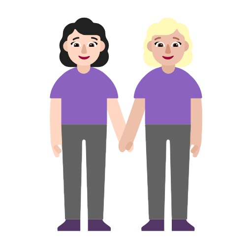 Emoji 👩🏻‍🤝‍👩🏼 Due Donne Che Si Tengono Per Mano: Carnagione Chiara E Carnagione Abbastanza Chiara su Microsoft Windows 11 23H2.