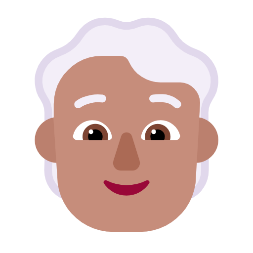 🧑🏽‍🦳 Emoji Persona: Tono De Piel Medio, Pelo Blanco en Microsoft Windows 11 23H2.