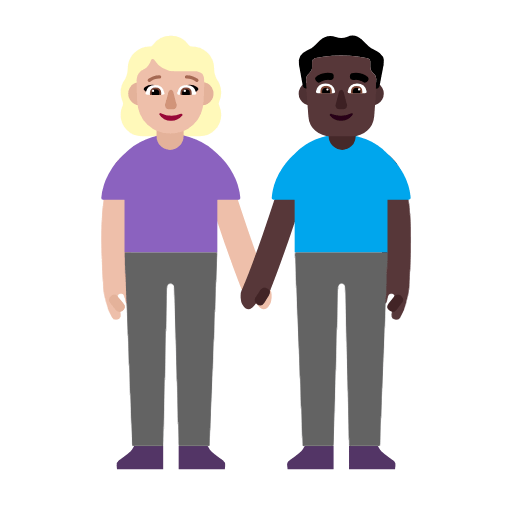 Emoji 👩🏼‍🤝‍👨🏿 Uomo E Donna Che Si Tengono Per Mano: Carnagione Abbastanza Chiara E Carnagione Scura su Microsoft Windows 11 23H2.