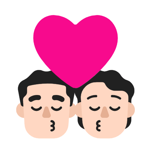 👨🏻‍❤️‍💋‍🧑🏻 Emoji sich küssendes Paar: Mannn, Person, helle Hautfarbe Microsoft Windows 11 23H2.