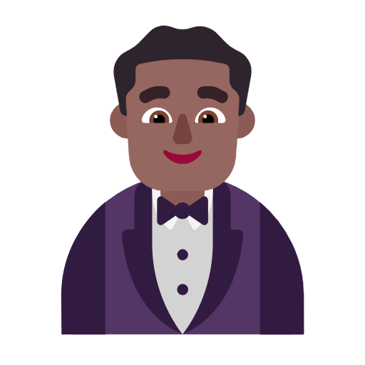 🤵🏾‍♂️ Emoji Hombre Con Esmoquin: Tono De Piel Oscuro Medio en Microsoft Windows 11 23H2.