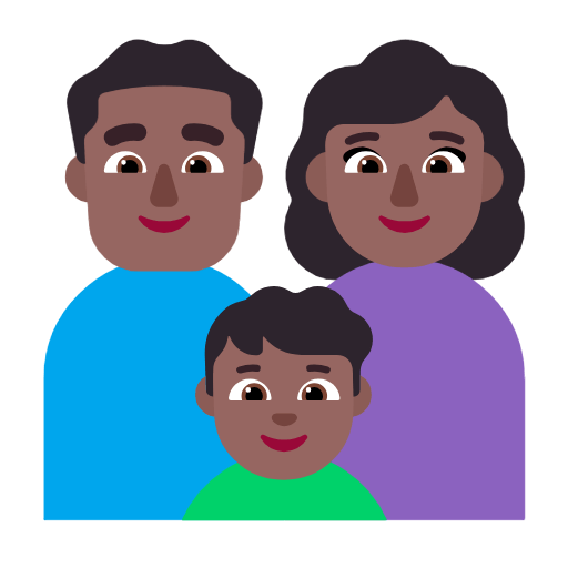 Emoji 👨🏾‍👩🏾‍👦🏾 Famiglia - Uomo, Donna, Bambino: Carnagione Abbastanza Scura su Microsoft Windows 11 23H2.