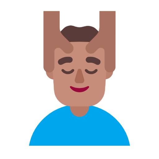 💆🏽‍♂️ Emoji Mann, der eine Kopfmassage bekommt: mittlere Hautfarbe Microsoft Windows 11 23H2.