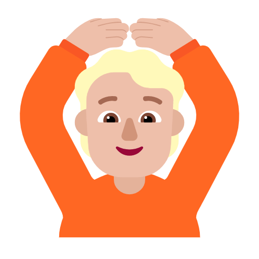 🙆🏼 Emoji Person mit Händen auf dem Kopf: mittelhelle Hautfarbe Microsoft Windows 11 23H2.