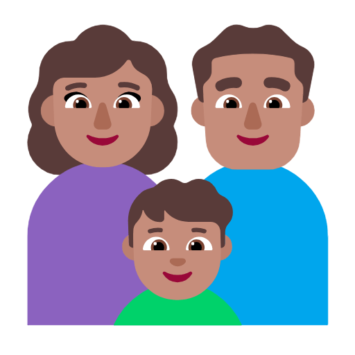 👩🏽‍👨🏽‍👦🏽 Emoji Familie - Frau, Mann, Junge: mittlere Hautfarbe Microsoft Windows 11 23H2.